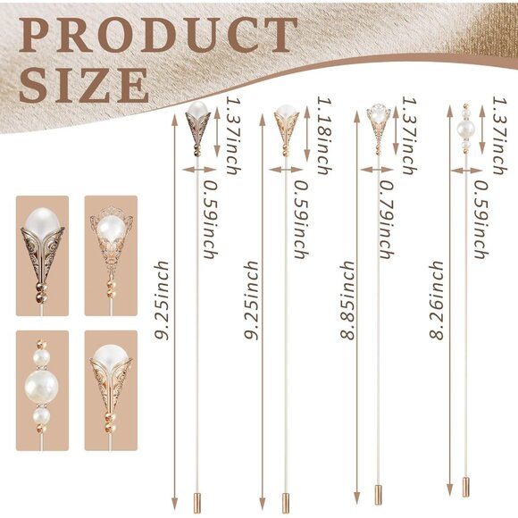 Women Men Pearl Hat Pins Set Elegant Vintage Brooches for Formal Wear - Picture 2 of 6